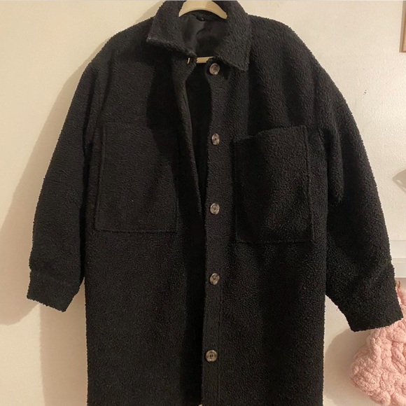 Black oversized teddy coat - Picture 6 of 8